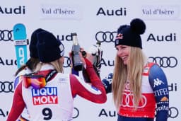 Vonn adds to strong start in Olympic ski season with third in World Cup downhill won by Huetter
